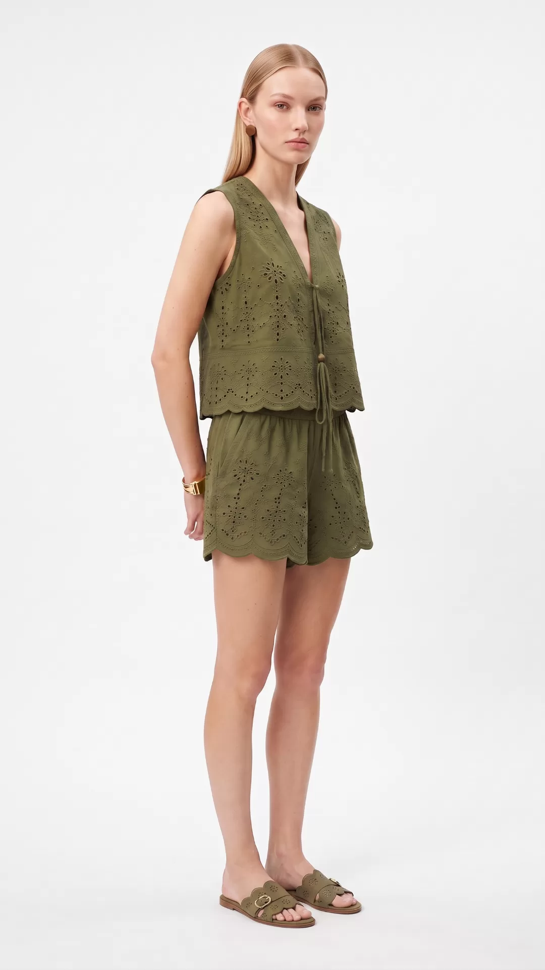 OLIVE EMBROIDERED COTTON SET View 5