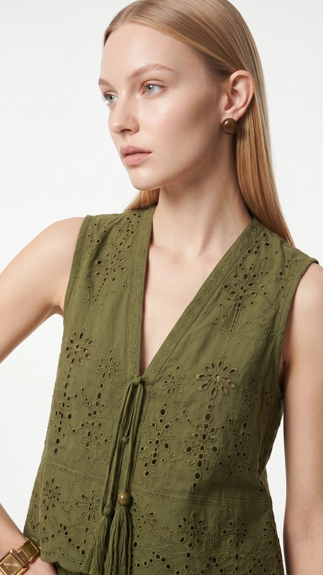 OLIVE EMBROIDERED COTTON SET Alternate