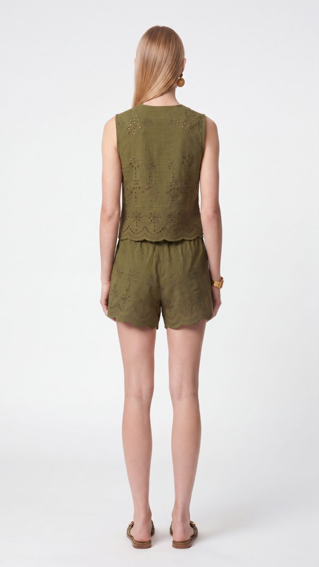 OLIVE EMBROIDERED COTTON SET View 3