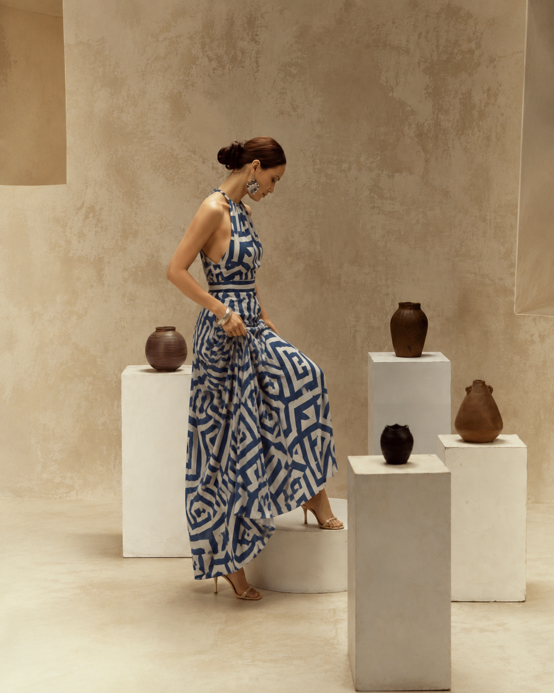 AMALFI BACKLESS HALTER DRESS